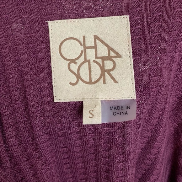 Chaser Purple Waffle Knit Button Cuff Tunic Top S - Picture 4 of 5